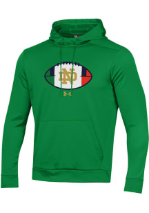 Under Armour Notre Dame Fighting Irish Mens Kelly Green Football Primary Logo Long Sleeve Hoodie
