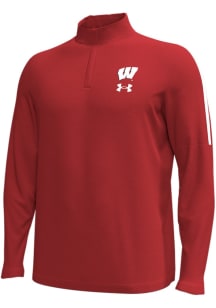 Mens Wisconsin Badgers Red Under Armour Sideline Playoff Quarter Qtr Zip Pullover