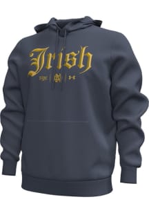 Under Armour Notre Dame Fighting Irish Mens Navy Blue Shamrock Series Essential Fleece Long Slee..