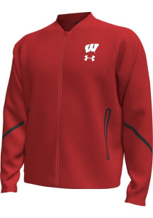 Mens Wisconsin Badgers Red Under Armour Sideline Unstoppable Medium Weight Jacket