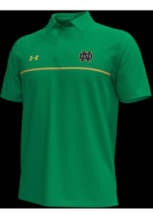 Under Armour Notre Dame Fighting Irish Mens Kelly Green Sideline Playoff Chest Stripe Short Slee..