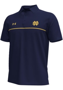 Under Armour Notre Dame Fighting Irish Mens Navy Blue Sideline Playoff Chest Stripe Short Sleeve..