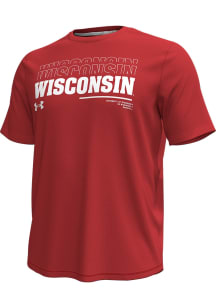 Wisconsin Badgers Red Under Armour Sideline Knockout Short Sleeve T Shirt