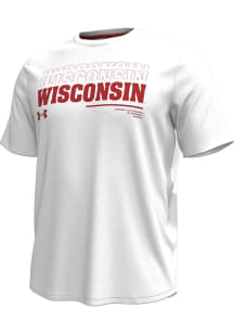Wisconsin Badgers White Under Armour Sideline Knockout Short Sleeve T Shirt