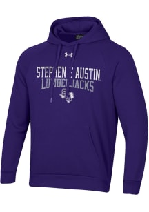 Under Armour SFA Lumberjacks Mens Purple Stacked Name Mascot All Day Fleece Long Sleeve Hoodie