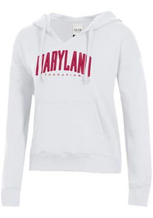 Womens White Maryland Terrapins Applique Arch Hooded Sweatshirt