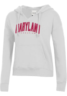 Womens Grey Maryland Terrapins Applique Arch Hooded Sweatshirt