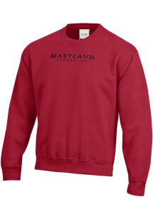 Mens Red Maryland Terrapins Arch Name Twill Crew Sweatshirt