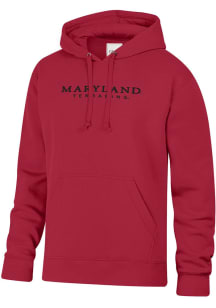 Mens Red Maryland Terrapins Arch Name Twill Hooded Sweatshirt