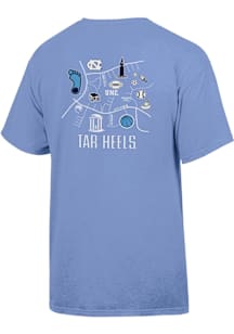 North Carolina Tar Heels Light Blue Campus Map Short Sleeve T Shirt
