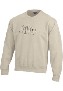 Detroit Mens Oatmeal Skyline Long Sleeve Crew Sweatshirt