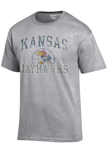 Kansas Jayhawks Grey Basketball Short Sleeve T Shirt