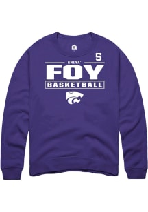 Aniya’ Foy Rally Mens Purple K-State Wildcats NIL Stacked Box Player Crew