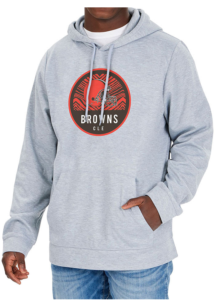 Zubaz Cleveland Browns Mens Grey Graphic Long Sleeve Hoodie