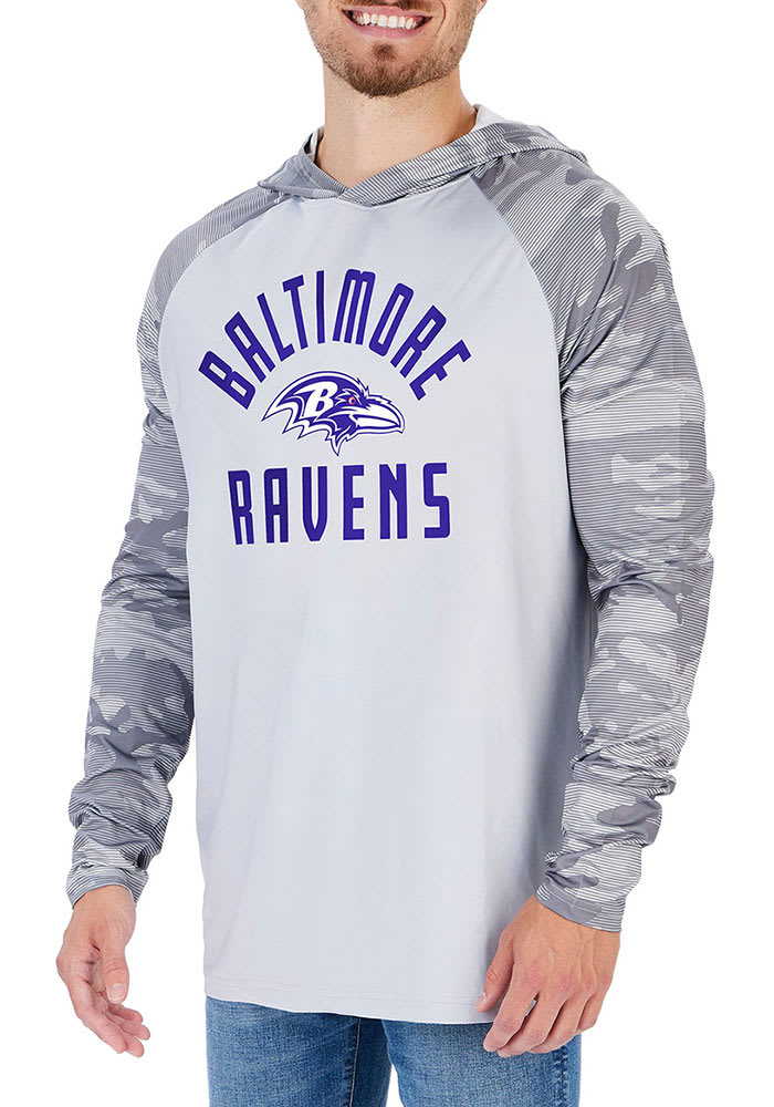 Zubaz Baltimore Ravens Gray Camo Lines Quarter Zip, Extra Large