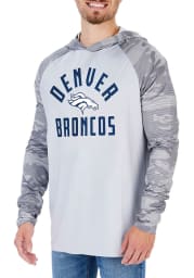 Zubaz Denver Broncos Mens Grey Lightweight Camo Long Sleeve Hoodie