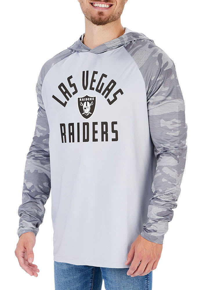 Zubaz Las Vegas Raiders Mens Grey Lightweight Camo Long Sleeve Hoodie