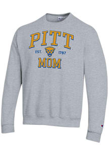 Champion Pitt Panthers Mens Grey EST Date Mom Powerblend Long Sleeve Crew Sweatshirt