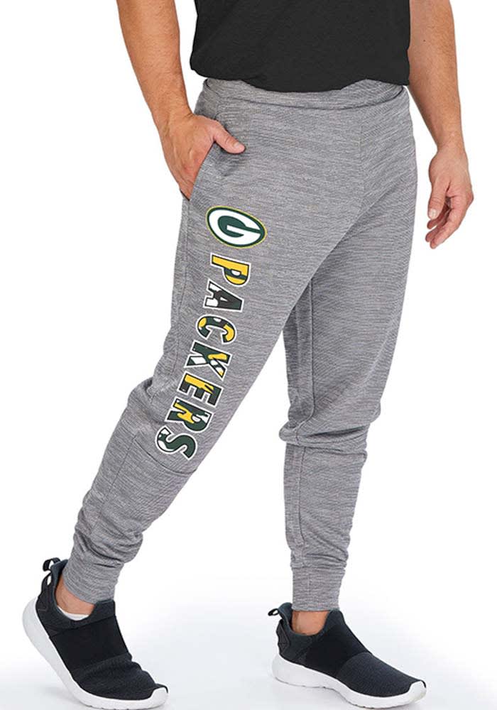 Zubaz Green Bay Packers Mens Grey Space Dye Lines Sweatpants