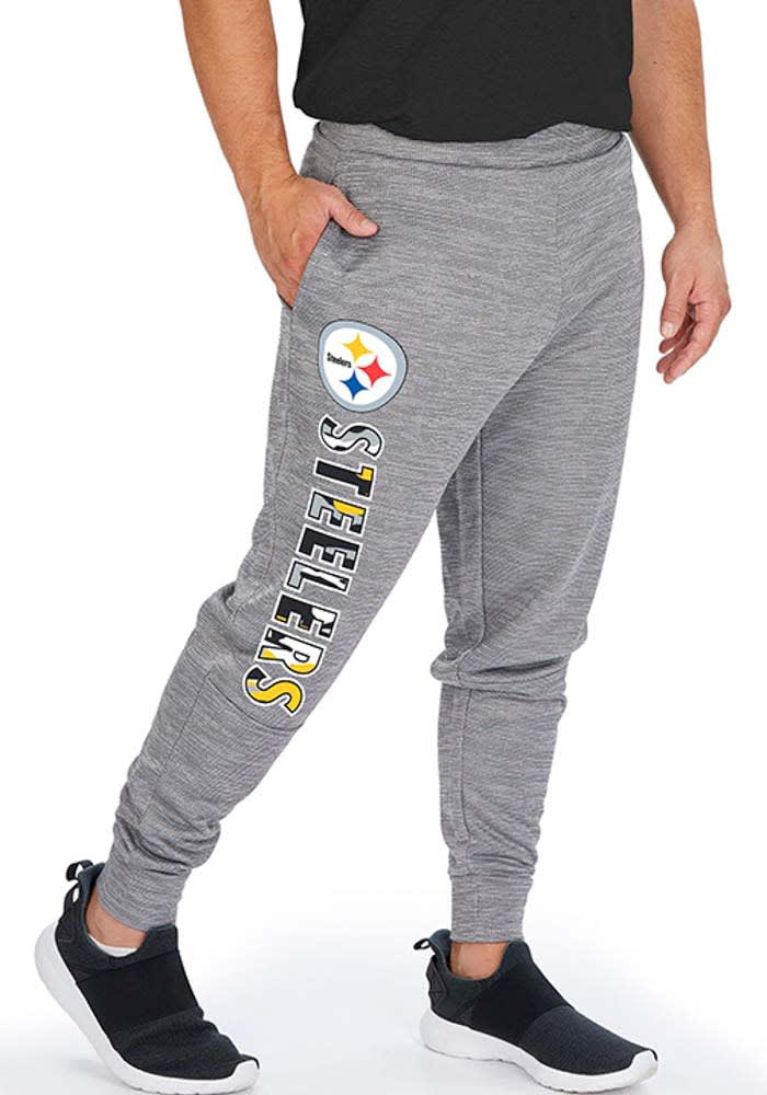 Zubaz Pittsburgh Steelers Space Dye Lines Jogger, Gray, Small