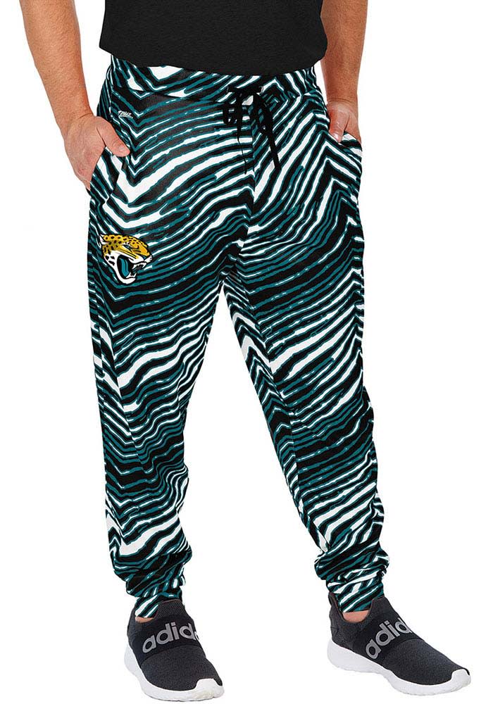 Zubaz Jacksonville Jaguars Mens Black Zebra Jogger Sweatpants