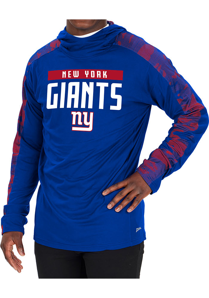 Zubaz New York Giants Mens Blue Camo Elevated Long Sleeve Hoodie