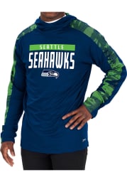 Zubaz Seattle Seahawks Mens Navy Blue Camo Elevated Long Sleeve Hoodie