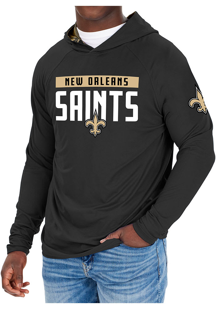 Zubaz New Orleans Saints Mens Black Camo Lightweight Long Sleeve Hoodie