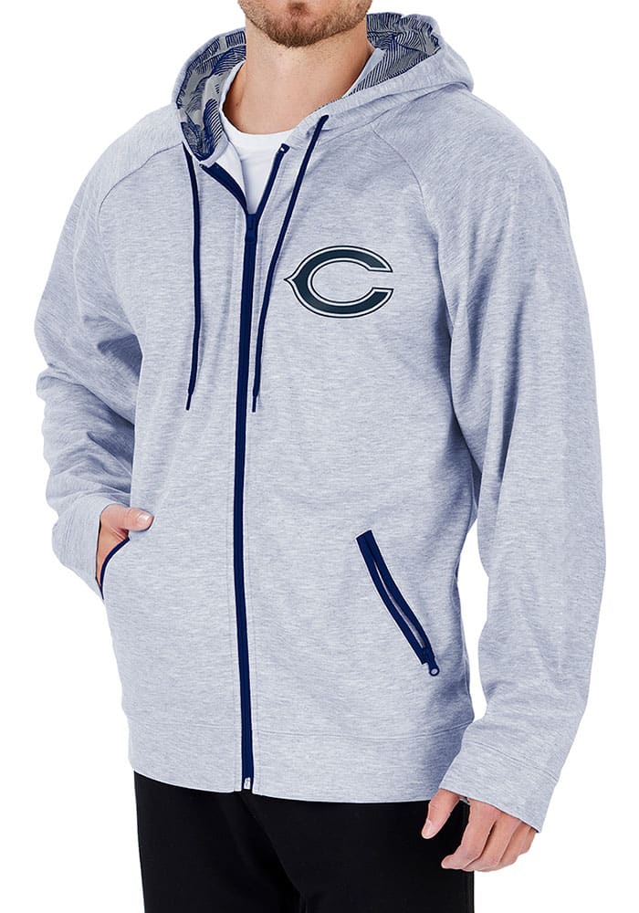 Men's Antigua Black Chicago Bears Wordmark Victory Full-Zip Hoodie Size: Small