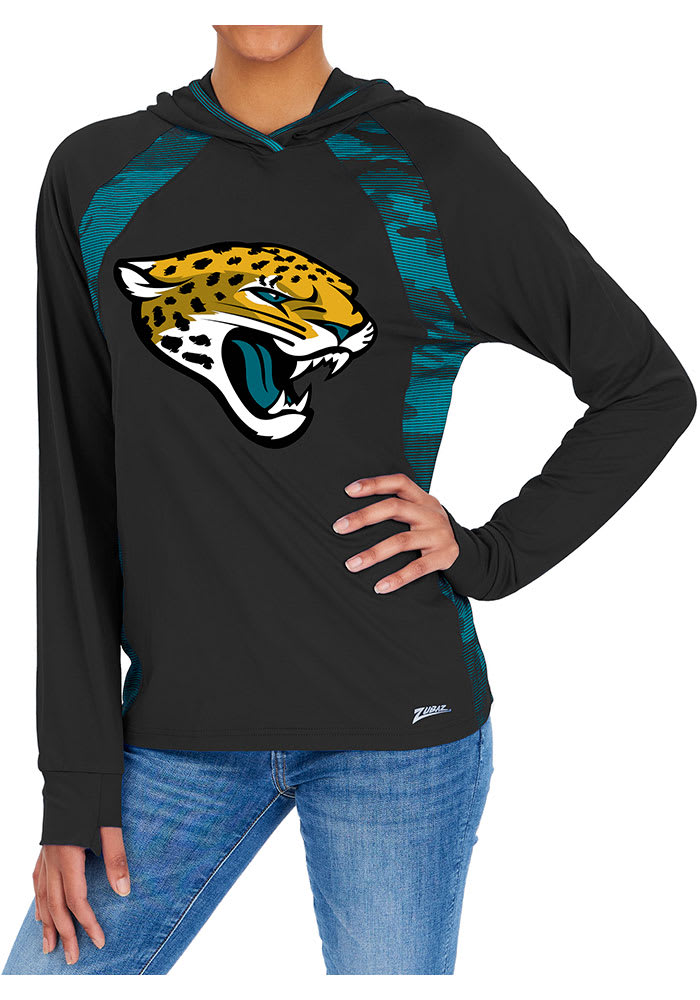 Zubaz Jacksonville Jaguars Womens Black Camo Elevated Hooded Sweatshirt