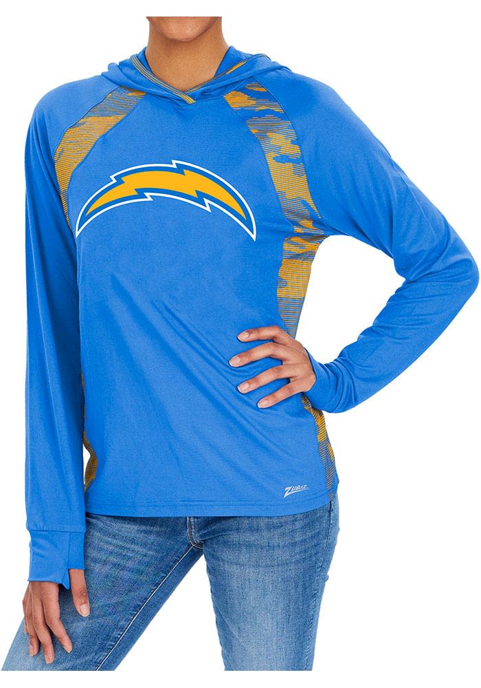 Zubaz Los Angeles Chargers Womens Blue Camo Elevated Hooded Sweatshirt