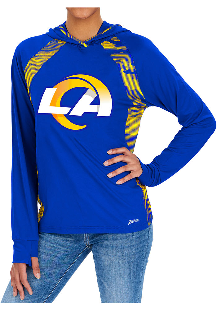 Zubaz Los Angeles Rams Womens Blue Camo Elevated Hooded Sweatshirt