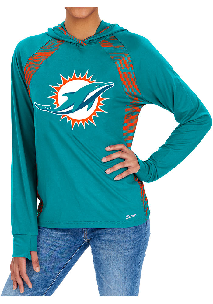 Zubaz Miami Dolphins Womens Blue Camo Elevated Hooded Sweatshirt