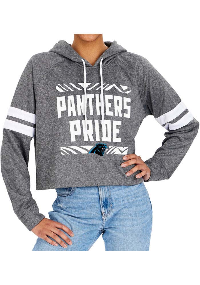 Zubaz Carolina Panthers Womens Grey Crop Hooded Sweatshirt