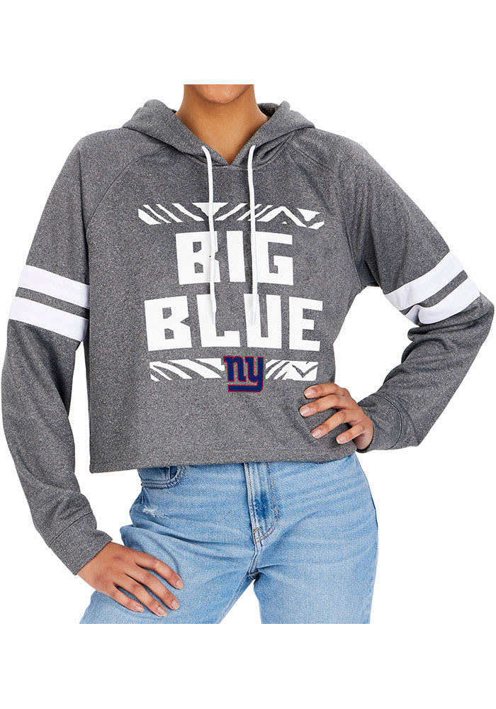 Zubaz New York Giants Womens Grey Crop Hooded Sweatshirt