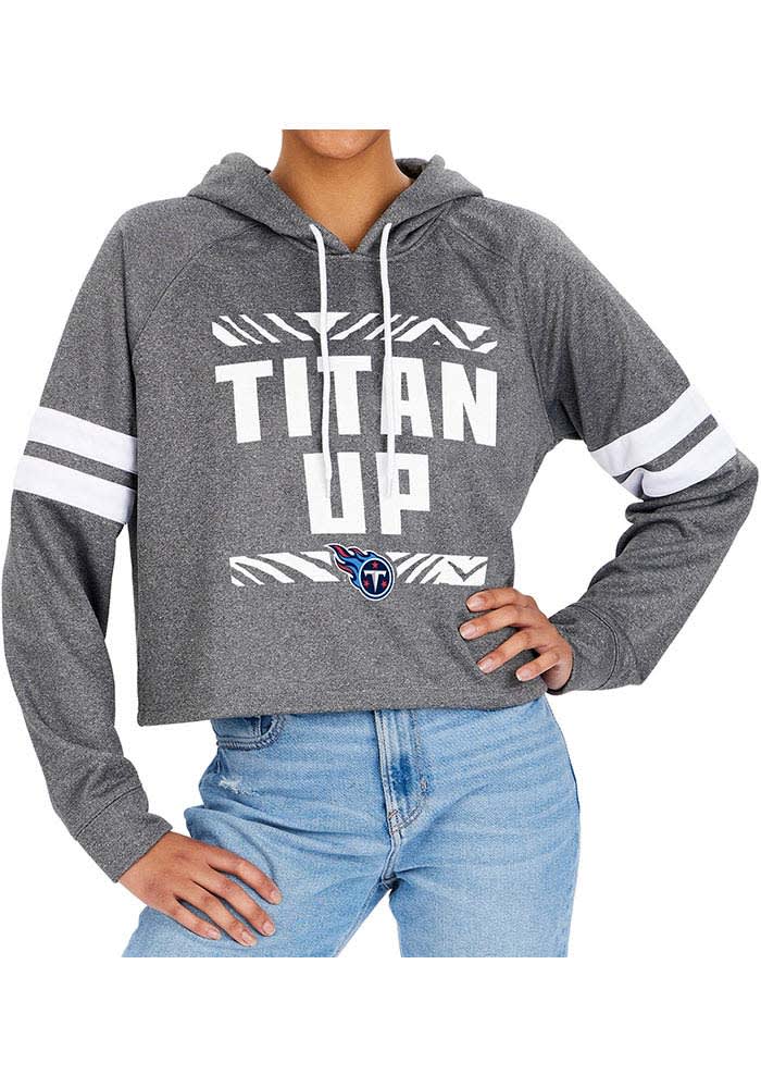 Zubaz Tennessee Titans Womens Grey Crop Hooded Sweatshirt