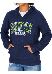 Zubaz Seattle Seahawks Womens Navy Blue Marled Soft Hooded Sweatshirt