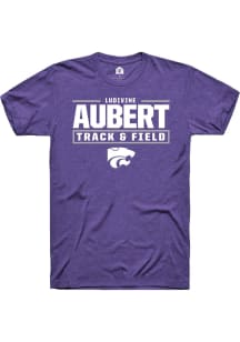 Ludivine Aubert Rally Mens Purple K-State Wildcats NIL Stacked Box Player T Shirt