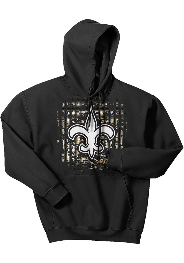 Zubaz New Orleans Saints Mens Black DIGITAL LOGO Long Sleeve Hoodie