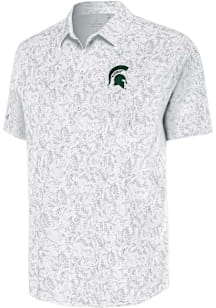 Antigua Michigan State Spartans Mens White Lush Woven Short Sleeve Dress Shirt