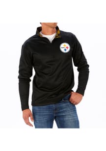 Zubaz Pittsburgh Steelers Mens Black Fleece Quarter Long Sleeve 1/4 Zip Pullover