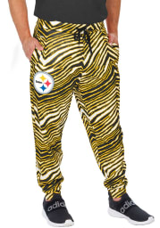 Zubaz Pittsburgh Steelers Mens Black Zebra Fleece Pants