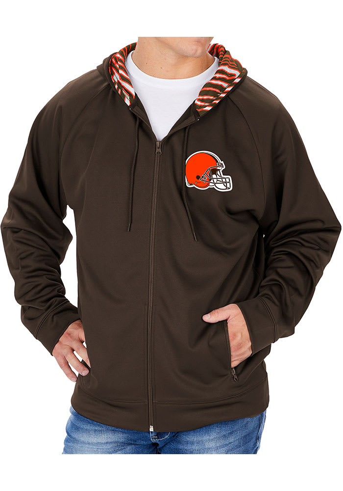 Zubaz Cleveland Browns Mens Brown Bob Top Long Sleeve Full Zip Jacket