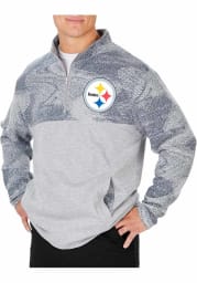 Zubaz Pittsburgh Steelers Mens Grey Fleece Long Sleeve 1/4 Zip Pullover