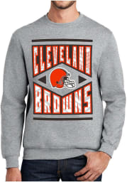 Zubaz Cleveland Browns Mens Grey Zebra Diamond Block Logo Long Sleeve Crew Sweatshirt