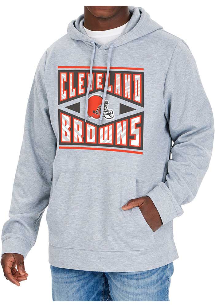 Zubaz Cleveland Browns Zebra Diamond Block Logo Hoodie - Grey