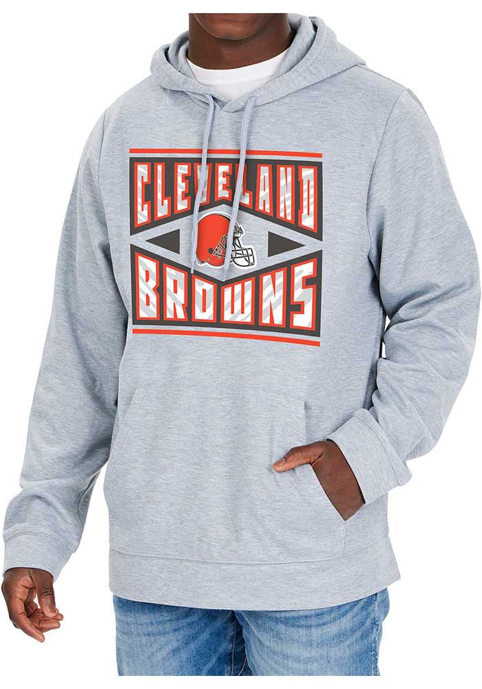 Zubaz Cleveland Browns Mens Grey Zebra Diamond Block Logo Long Sleeve Hoodie