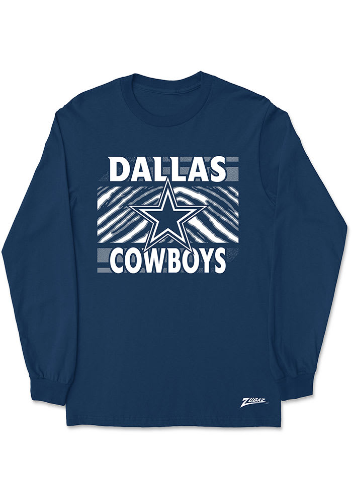 Zubaz Dallas Cowboys Navy Blue ZEBRA BLOCK Long Sleeve T Shirt