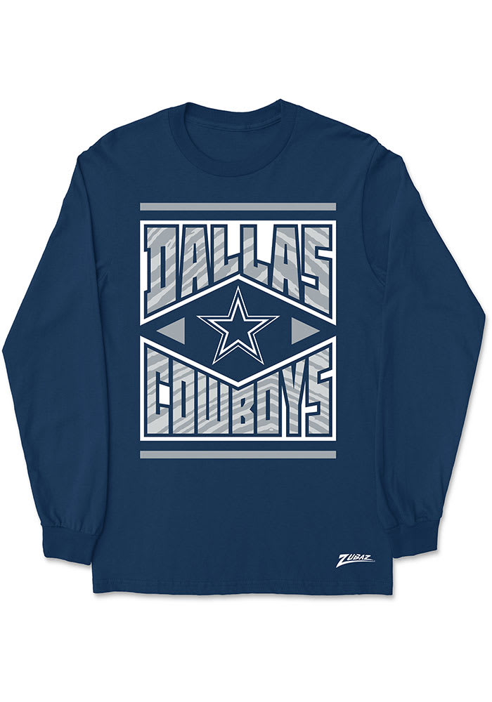 Zubaz Dallas Cowboys Grey DIAMOND BLOCK Long Sleeve T Shirt