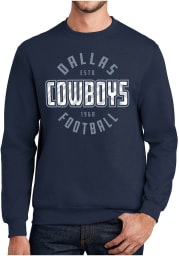 Zubaz Dallas Cowboys Mens Navy Blue CIRCULAR Long Sleeve Crew Sweatshirt
